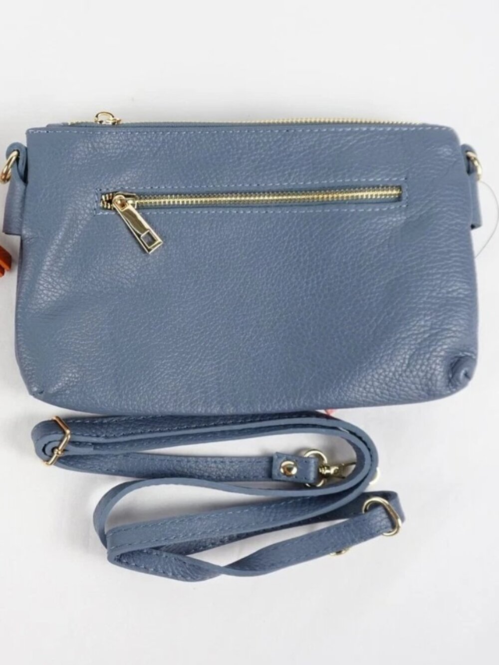 Griselda Leather Double Compartment Crossbody Italy Cerulean Casual Travel Work
